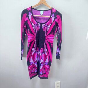 Plenty Dresses By Tracy Reese Anthro Nouveau Floral Sweater Dress S Black & Pink